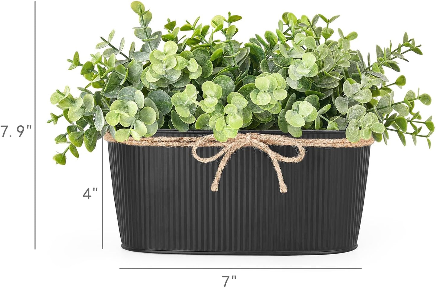 Dahey Artificial Eucalyptus Faux Plants Indoor for Farmhouse Home Decor Fake Potted Plants in Rustic Rectangular Pots Table Centerpiece for Bathroom Laundry Living Room Greenery Decor, Black