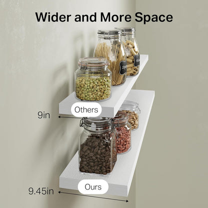 BAYKA White Floating Shelves for Wall, 36 inches Wall Mounted Rustic Wood Shelves for Bathroom, Bedroom, Living Room, for Book/Storage/Decor（Set of 3）