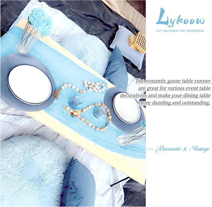 15 Packs Cheesecloth Table Runner Light Blue,10 Ft Rustic Gauze Boho Wedding Table Runner Decoration,Wedding Table Decor Table Cloth for Wedding Party Bridal Shower Table,21.5x120in