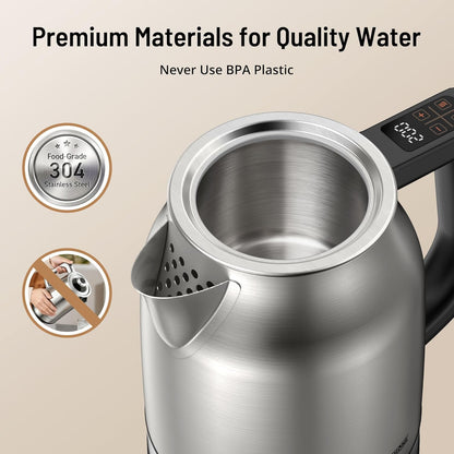 Electric Kettle Temperature Control, 1.7L 1500W Electric Tea Kettle with 13 Temperature Settings, Strix Thermostat, LED Display&Touch Control, Auto Shut-Off Protection, Boil Dry Protection