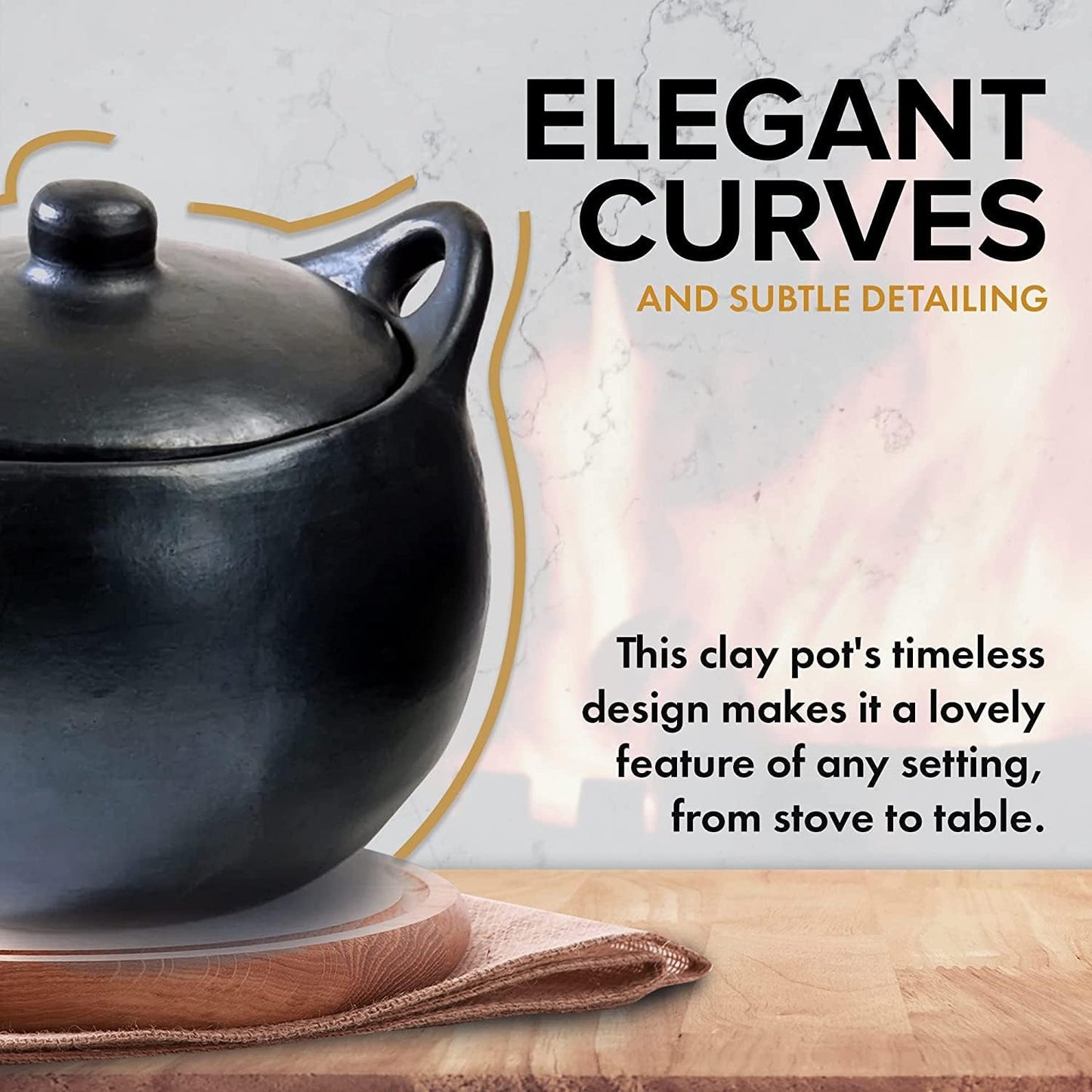 Authentic Chamba Soup & Bean Pot w/Cover - Elegant, All-Natural Black Clay Dutch Oven for Slow, Even Cooking - Stovetop & Oven Safe – Earthenware, Handmade in Colombia, V. Small, 1.5 Qt.