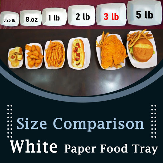 Angel's Peel Lounge White Paper Food Tray- Grease-Resistant and Microwavable- Heavy Duty Paper Trays Great for Tacos, Nachos, Fries, BBQ's, Picnics, Carnivals and Parties (3 lb) Pack of 100