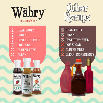 Wäbry Organic Vanilla Syrup – 16.4oz (468g), Natural Coffee Syrup, Perfect for Lattes, Matcha, Tea & Mocktails, Soda, Non-GMO, Dye-Free & Vegan Syrups – BPA-Free Plastic Bottle