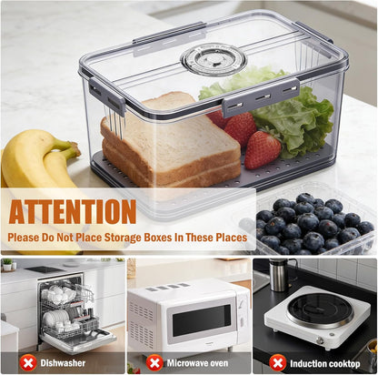 Airtight Bread Box with Date Indicator Lid, Kitchen Counter Bread Storage Container, Portable Bread Boxes for Homemade Bread, Toast, Bagel, Donut, Cookies and Fruit (Grey)