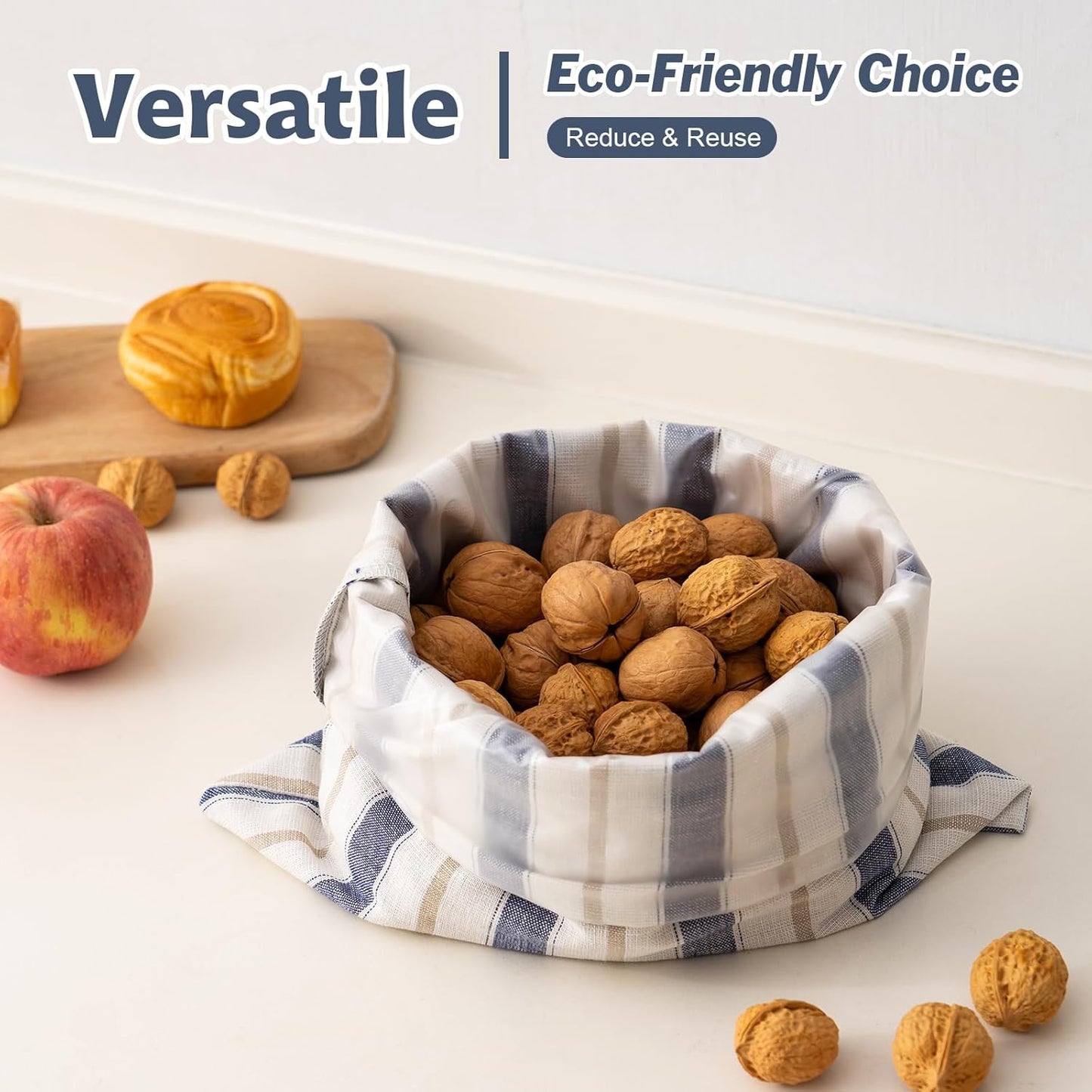 Linen Bread Bag for Homemade Sourdough Bread with Proofing Cover, Reusable Linen Sourdough Bread Storage Bag - Plastic Lined - with Proofing Bowl Cover