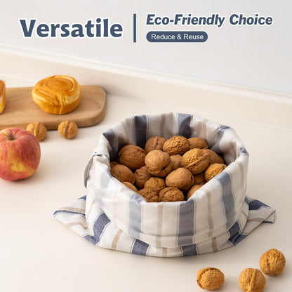 Linen Bread Bag for Homemade Sourdough Bread with Proofing Cover, Reusable Linen Sourdough Bread Storage Bag - Plastic Lined - with Proofing Bowl Cover