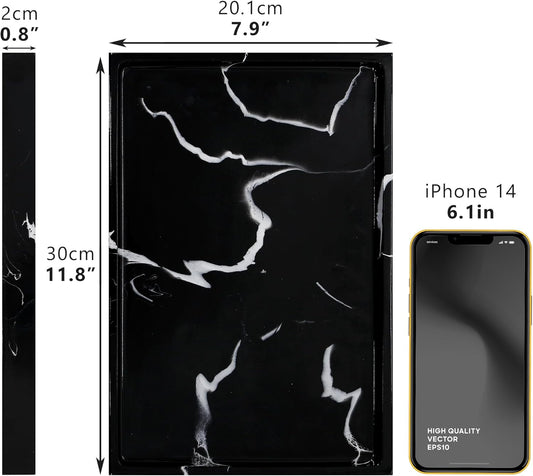 Jolitac Marble Bathroom Vanity Tray, Countertop Organizer for Perfume & Candles Pure Natural Vanity Tray 11.8"x7.9"x0.8" Genuine Marble Stone Holder for Bathroom/Kitchen/Dresser