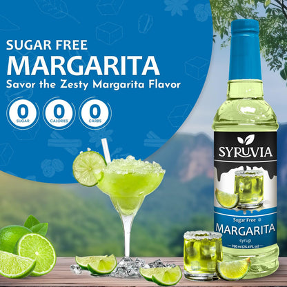 Syruvia Sugar Free Lime Margarita Syrup, Flavored Syrup for Cocktails, Drinks, Lemonades, Iced Teas, and Desserts – 25.4 fl oz