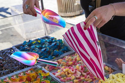 TeamFar Ice Scoop, 5oz Stainless Steel Canister Small Ice Candy Scoop for Kitchen Dispenser Buffet Jars, Healthy & Sturdy, Multi-use & Mirror Finish, Dishwasher Safe-2 PCS