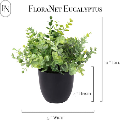 3 PACK 10" H Artificial Plant Greenery Pot (9" W Potted Greenery: Fake Faux Lavender Eucalyptus Boxwood) for Home Decoration Shop Decor Office Desk Dining Table Kitchen Washroom Garden Party Wedding