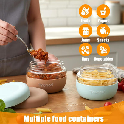 Tronco 16 oz Glass Food Storage Containers with Lids, Airtight, Leak & Spill Proof Glass Lunch Bowls for Meal Prep, Salad, Yogurt, Soup & Stew, Microwave & Dishwasher Safe, BPA-Free, Set of 1