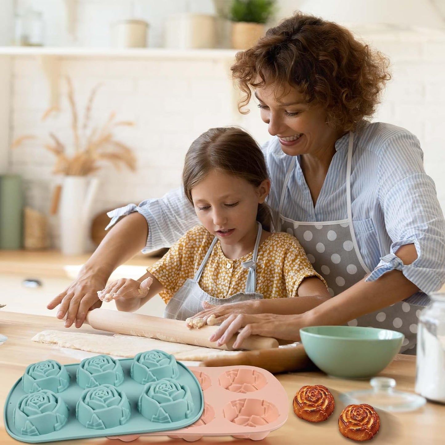 Rose Silicone Mold, 18 Cavity Large Rose Flower Silicone Mold for Handmade Soap Candle, Cake Chocolate Jelly Pudding Ice Cube