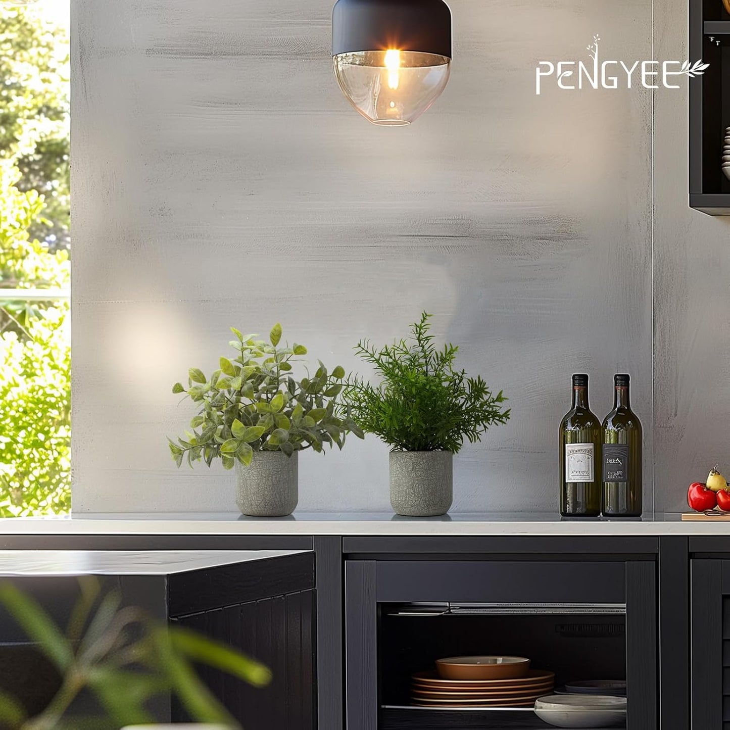 4 Pack Small Fake Plants in Farmhouse Concrete Planter, Artificial Plants Indoor for Home Decor, Small Faux Plants Indoor for Bathroom Bedroom Shelf Desk Office Table Kitchen Room Decor