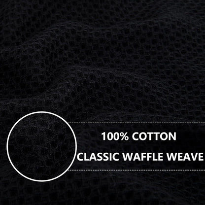 Homaxy 100% Cotton Oversized Waffle Weave Kitchen Dish Towels, Ultra Soft Absorbent Quick Drying Cleaning Towel, 20 x 28 Inches, 4-Pack, Black