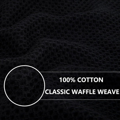 Homaxy 100% Cotton Waffle Weave Kitchen Dish Cloths, Ultra Soft Absorbent Quick Drying Dish Towels, 12 x 12 Inches, 8-Pack, Black