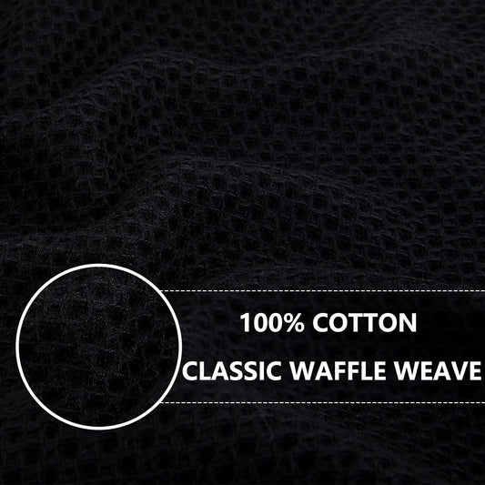 Homaxy 100% Cotton Waffle Weave Kitchen Dish Cloths, Ultra Soft Absorbent Quick Drying Dish Towels, 12 x 12 Inches, 8-Pack, Black
