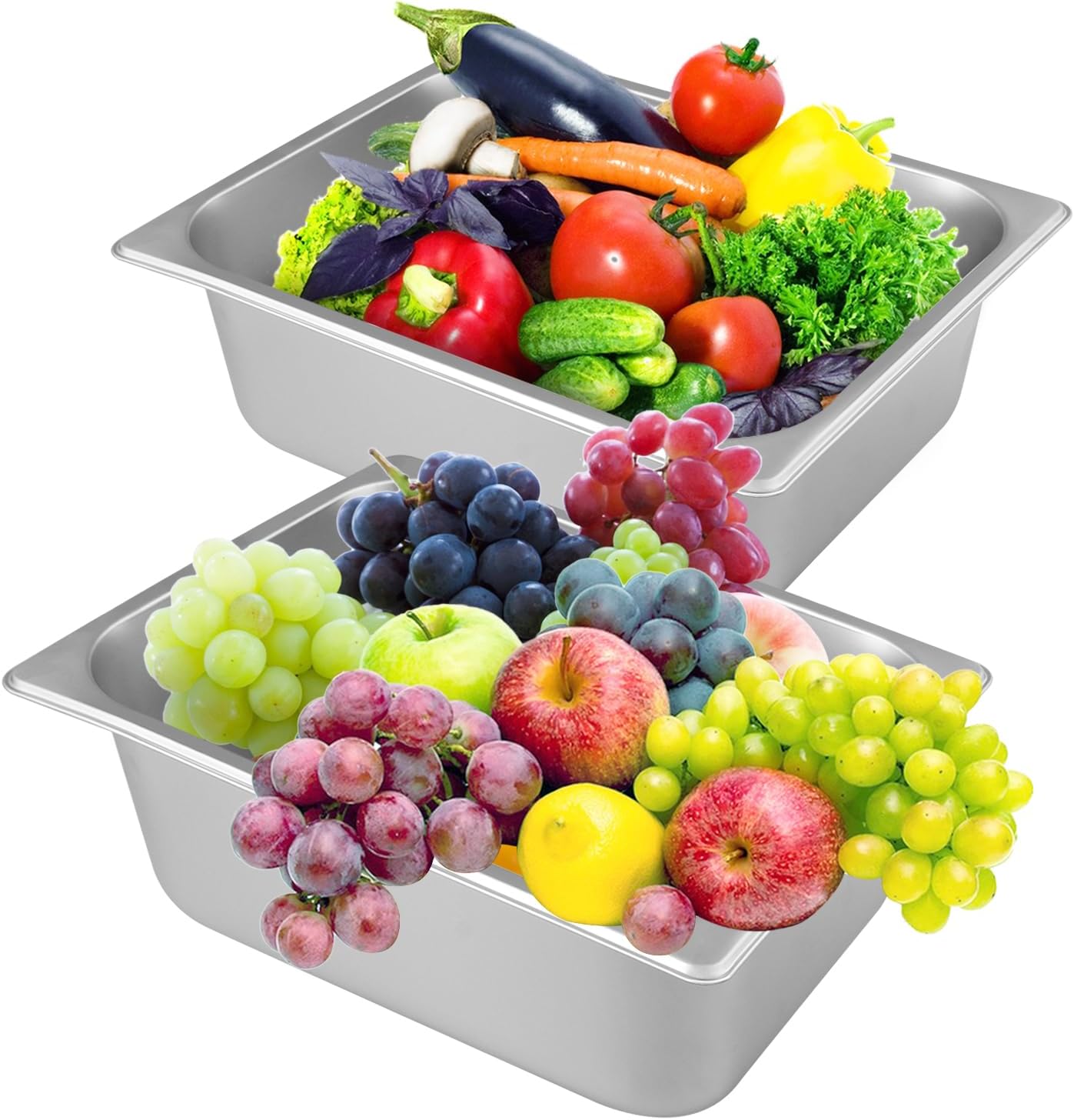 3 PCS 1/2 Size, 4 Inch Deep Stainless Steel Steam Table Pans, Anti-Jamming Steam Pan, Hotel and Restaurant Catering Food Pans by GENHAKON