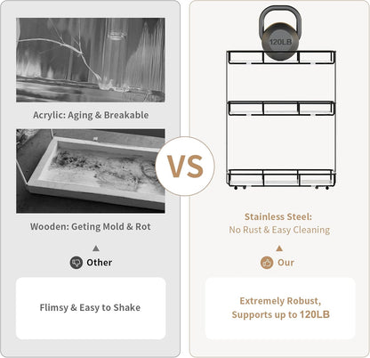 Bathroom Organizer Countertop Perfume Organizer Makeup Organizer Cosmetics Storage Display Rack Vanity Tray Dresser Stainless Steel Gold Shelf White Marble Ceramic Tray