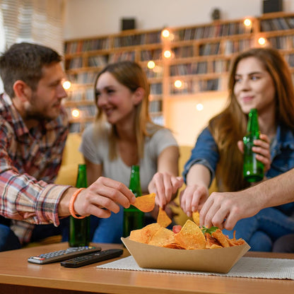 Ocmoiy 3lb Paper Food Trays, 100 Pack Heavy Duty Food Boats Holders Disposable Serving Basket Trays for Nachos, Tacos, Fries, Hot Dog, Corn, BBQ, Festivals, Party