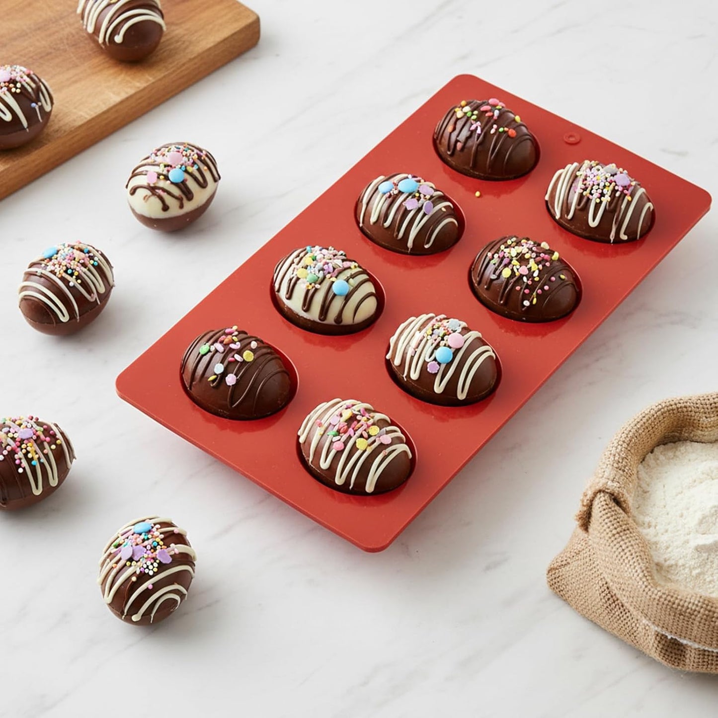 2Pcs 8-Cavity Silicone Easter Egg Molds, Egg Shaped Cake Pop Mold, Baking Supplies for Making Chocolate Jello Candy