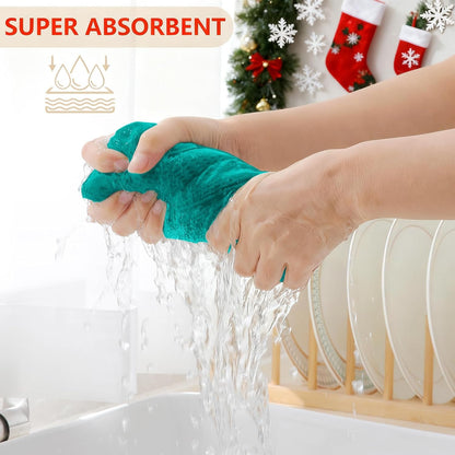 Homaxy 100% Cotton Waffle Weave Kitchen Dish Towels, Ultra Soft Absorbent Quick Drying Cleaning Towel, 13 x 28 Inches, 4-Pack, Teal