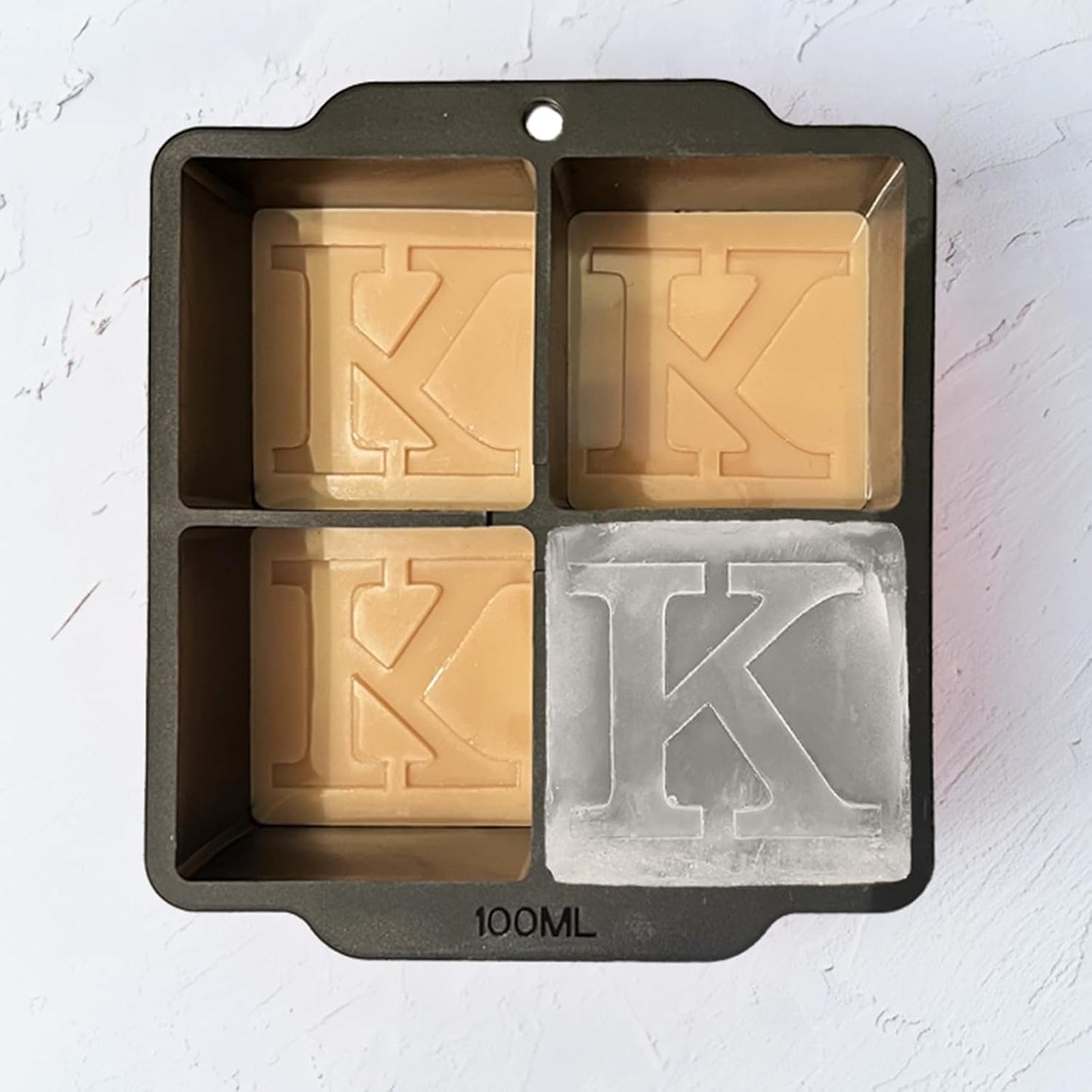 Letter K Monogram Ice Cube Mold Custom Ice Cube Mold 2 Inch Big Initials Silicone Ice Cube Tray Gifts for DAD Gifts for Him