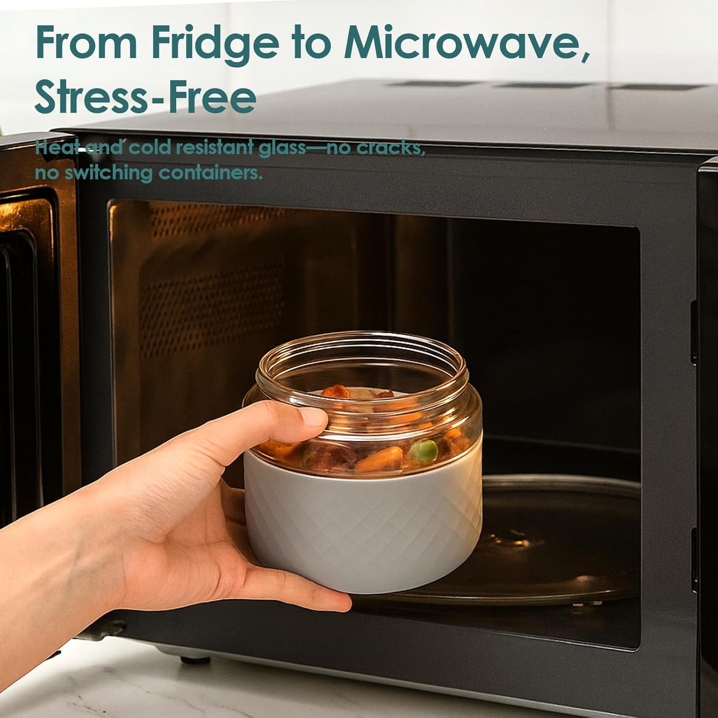 24 oz Glass Lunch Bowl Containers with Lids 2 Pack | Leak & Spill Proof, BPA-Free, Microwave & Dishwasher Safe | Airtight Meal Prep & Food Storage Jar for Lunch, Salad, Soup, Oats, Stew, Yogurt