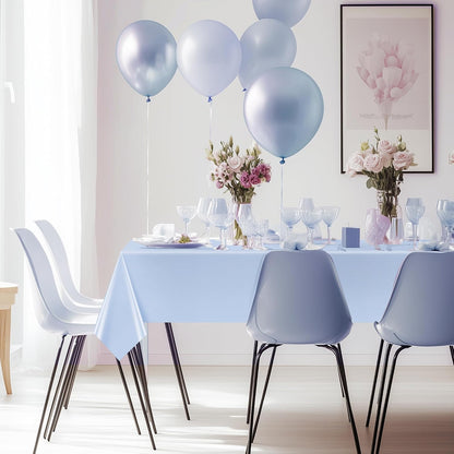 4 Pieces Light Blue Series Rectangle Tablecloth, 54x72" Solid Color Waterproof & Spillproof Disposable Plastic Table Cover, Durable Party Tablecloth for Dining, Buffet, Picnic, Outdoor Events