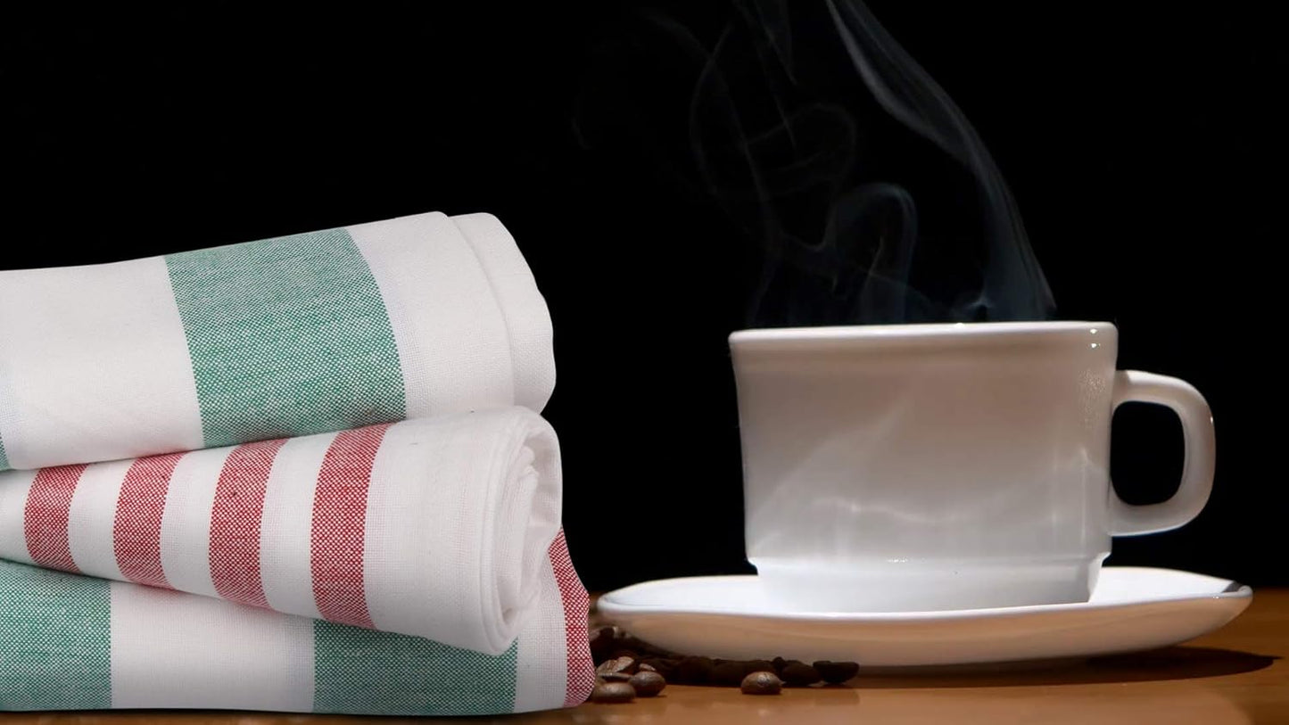 Urban Villa Dinner Napkins Horizontal Stripes Cloth Napkins Set of 12 Ruby/Green Color Dinner Napkins 20x20 Inches 100% Cotton Over sized Cloth Napkins with Mitered Corners Dinner Napkins