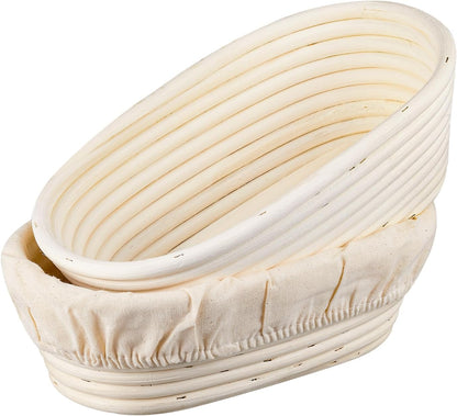 Banneton Bread Proofing Basket - Rattan Proofing Baskets for Sourdough Bread | Banneton Baskets Bowls with Linen Liners for Artisan Homemade Bread Baking (10 inch Basket Set of 2)
