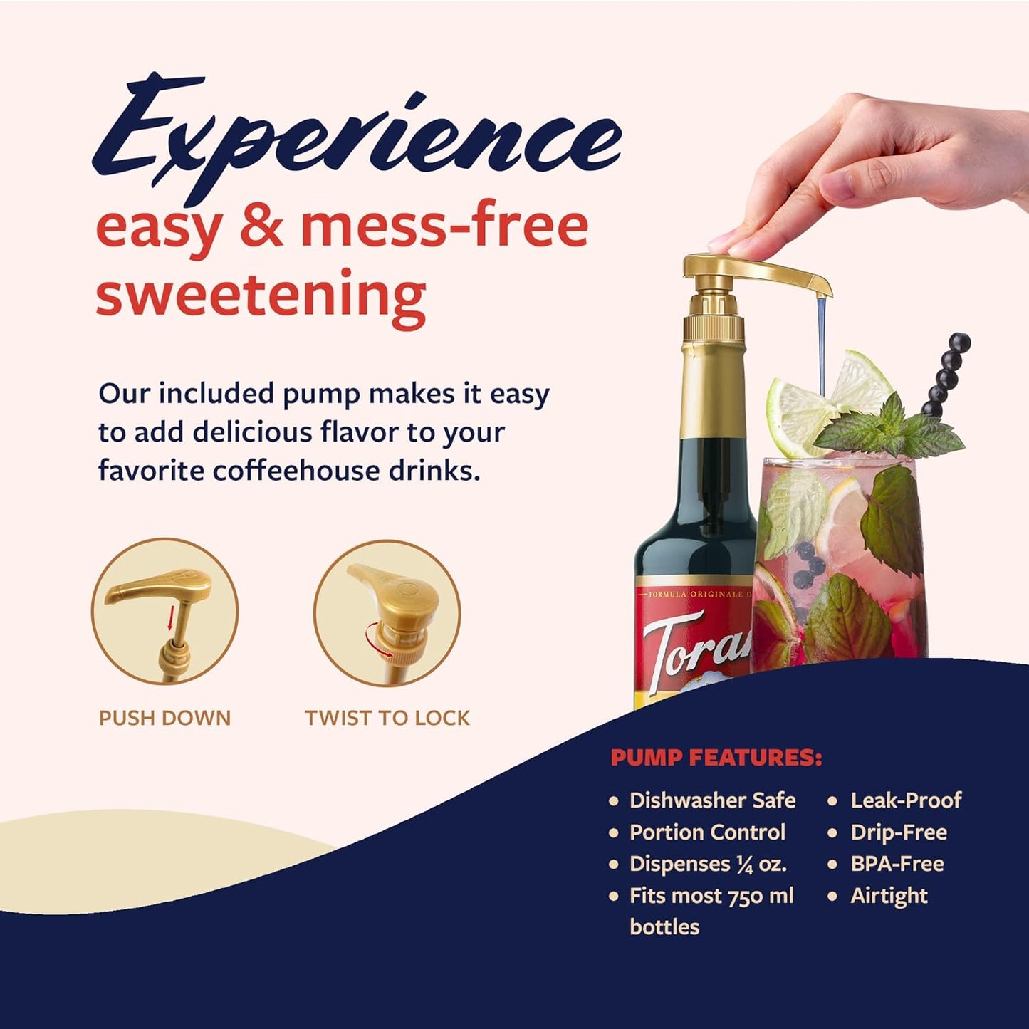 Torani Blueberry Syrup for Drinks, Flavoring for Iced Tea, Lemonade, Sodas, and Cocktails, Glass Bottle with Pump Included, 25.4 Fl Oz