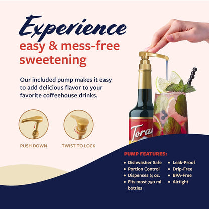 Torani Blueberry Syrup for Drinks, Flavoring for Iced Tea, Lemonade, Sodas, and Cocktails, Glass Bottle with Pump Included, 25.4 Fl Oz