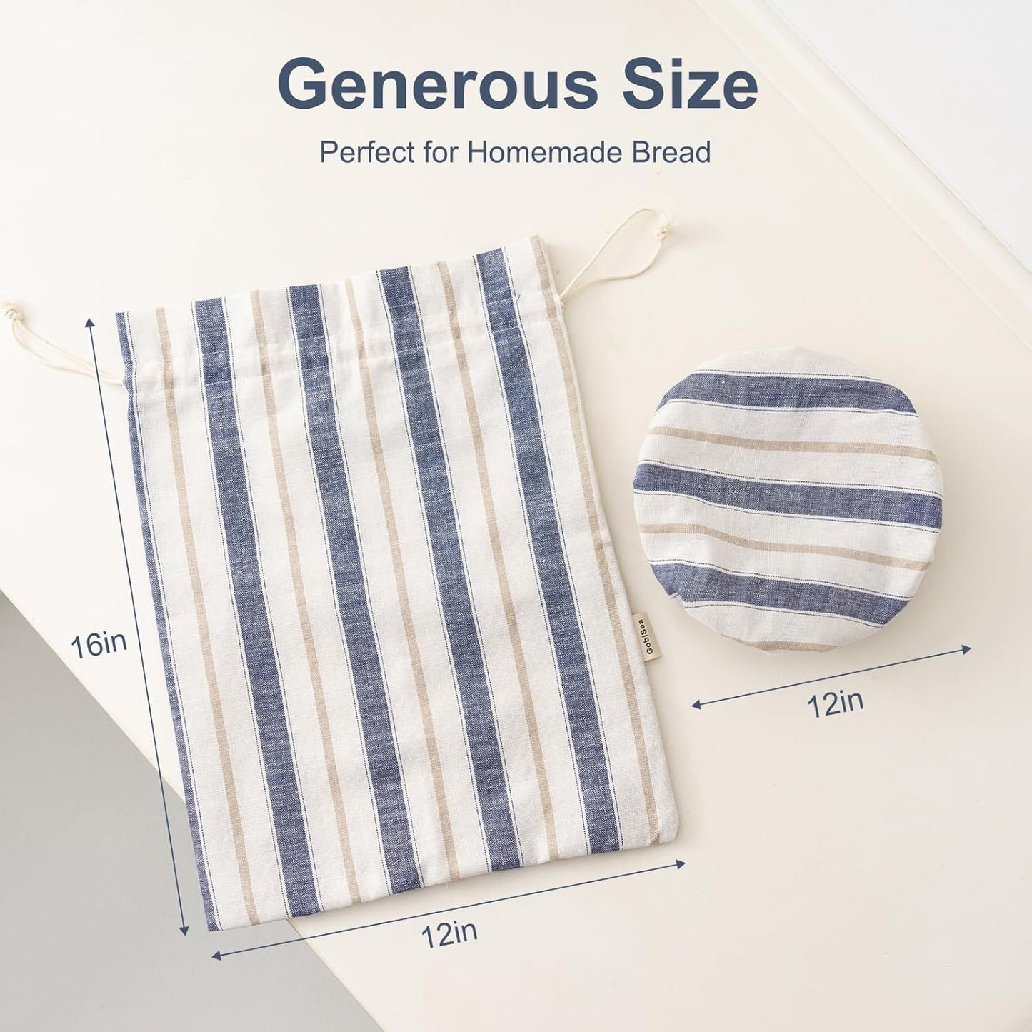 Linen Bread Bag for Homemade Sourdough Bread with Proofing Cover, Reusable Linen Sourdough Bread Storage Bag - Plastic Lined - with Proofing Bowl Cover