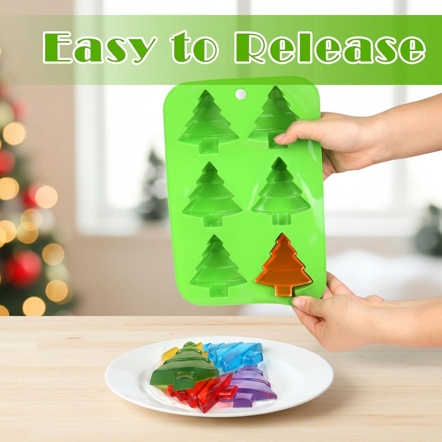 2 Pcs Christmas Tree Silicone Molds, Christmas Chocolate Molds, Xmas Tree No-Stick Baking Mold for DIY Xmas Chocolate Candy Soap Cookie Jelly Cake Ice Cube (Xmas Tree)