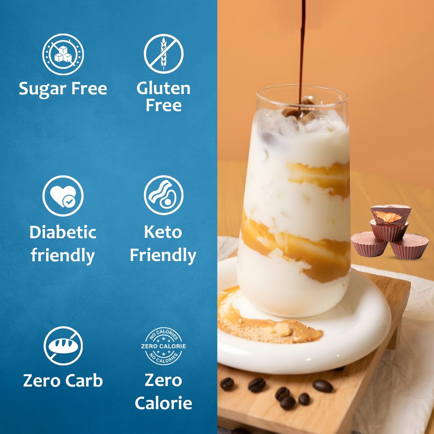 Syruvia Sugar Free Coffee Syrup, Peanut Butter Cup Flavored Syrup for Drinks, Lattes, and Desserts – 25.4 fl oz