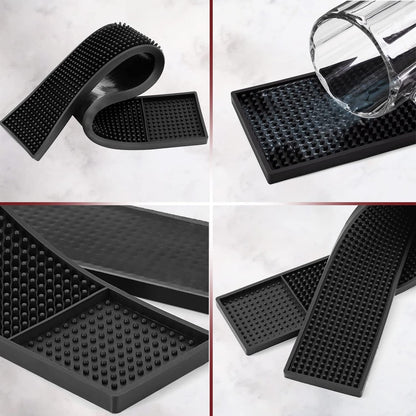 Black Spill Bar Mats Set of 2 (24x3 Inches) | Drying, Durable and Stylish Spill Mats for Bars, Restaurants, Coffee Shops, Bar Mats for Countertop and Table Top, Non-Slip & Non-Toxic Mats