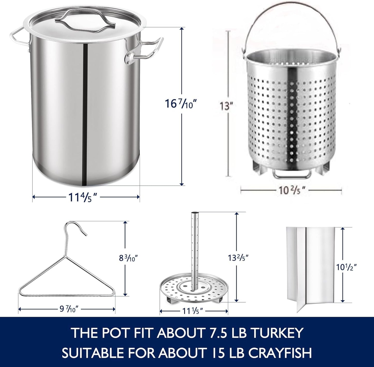 ARC Large Stainless Steel Stockpot with Mixing Paddle for Seafood Boiler Crawfish Pot with Basket and Steam Rack, Stir Paddle for Cooking Crab Lobster Shrimp, and Tamales (32qt+36"spoon, spoon)