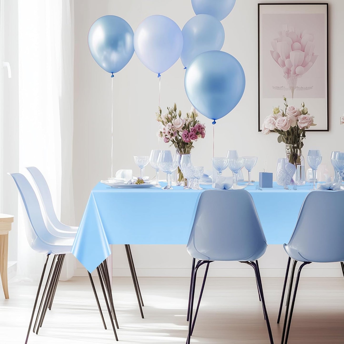 6 Pieces Blue & Purple Series Rectangle Tablecloth, 54x72" Solid Color Waterproof & Spillproof Disposable Plastic Table Cover, Durable Party Tablecloth for Dining, Buffet, Picnic, Outdoor Events