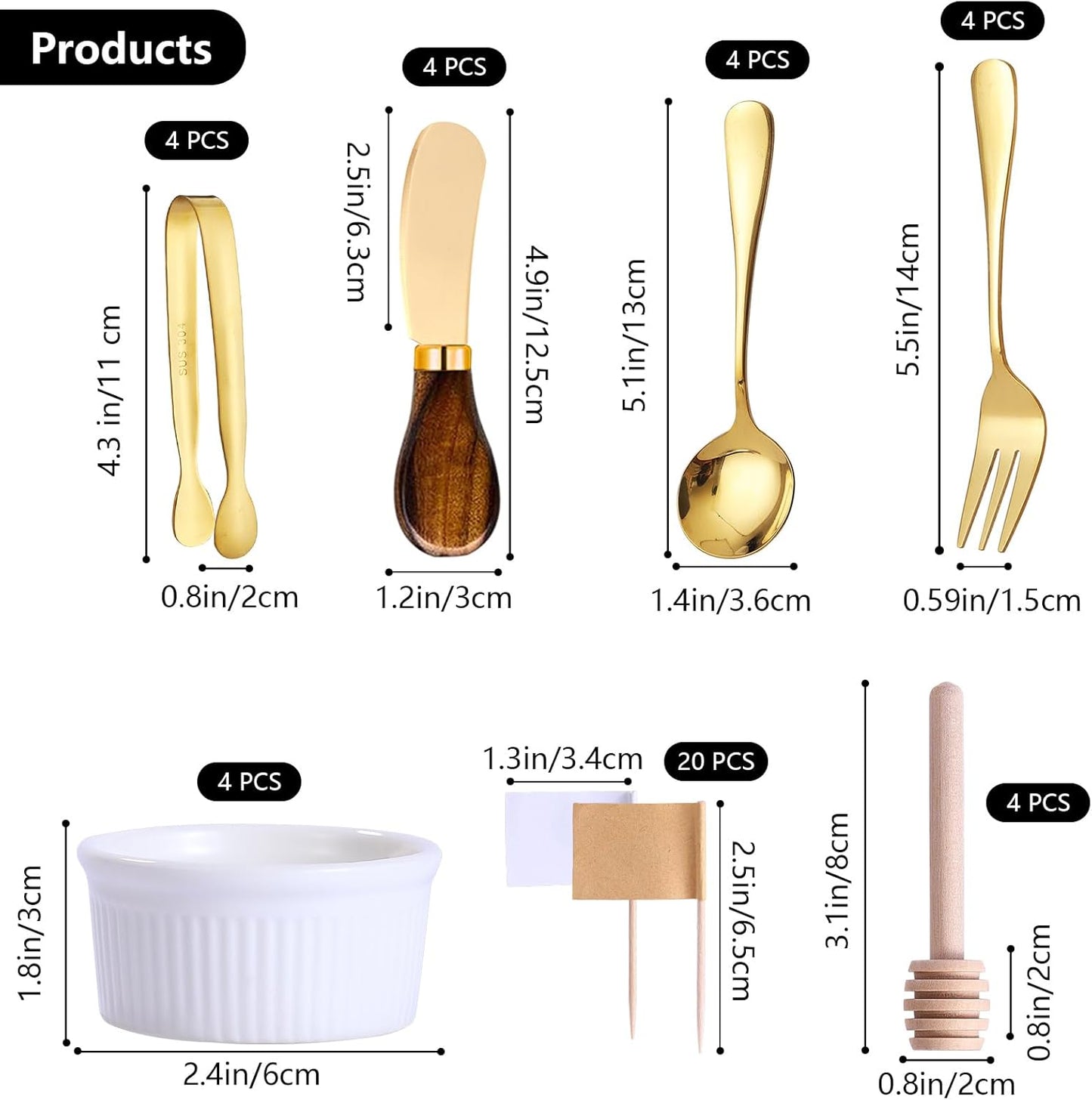 Charcuterie Accessories(25 Psc), Cheese Spreaders For Charcuterie Board, Mini Serving Spoons, Blank Toothpick Flags, Bowl For Christmas Pastry Making, forks And Mini Serving Tongs