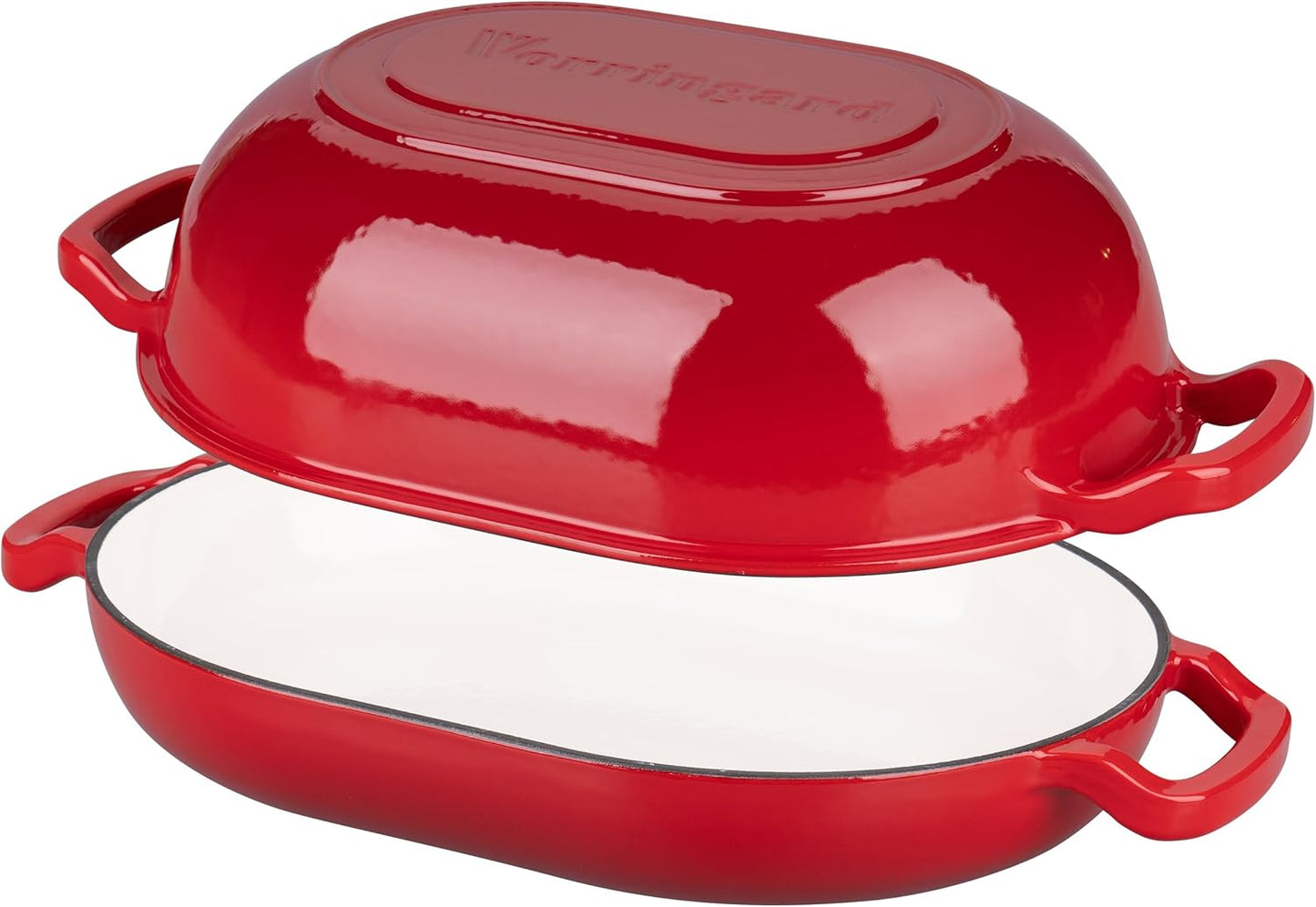 Enameled Cast Iron Sourdough Bread Oven, Dutch Oven, Loaf Cast Iron Bread Pan for Homemade Bread Baking, Meatloaf Pan with Lid, 7QT, Red