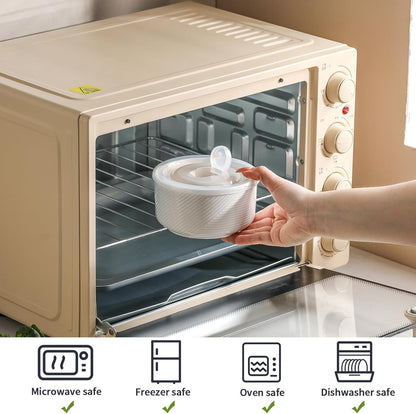 Ceramic Bowl with Lid: 20 oz Microwave Safe Food Storage Container for Soup, Salad, Cereal, Leftovers, Meal Prep, Lunch, Picnic, Camping, Serving - Airtight, Navy, 1 PCS