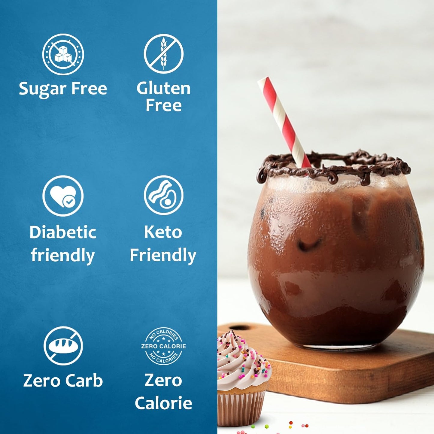 Syruvia Sugar Free Coffee Syrup, Cupcake Flavored Syrup for Drinks, Lattes, and Desserts – 25.4 fl oz