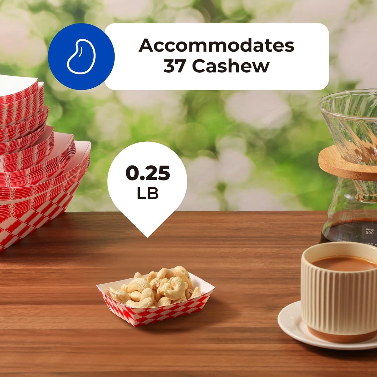 Fit Meal Prep [250 Pack 0.25 lb Paper Food Boats Heavy Duty Disposable Food Trays, Red Check Nacho Tray for Parties Fairs Picnics Carnivals, Holds Ketchup Cheese Sauce Pickles