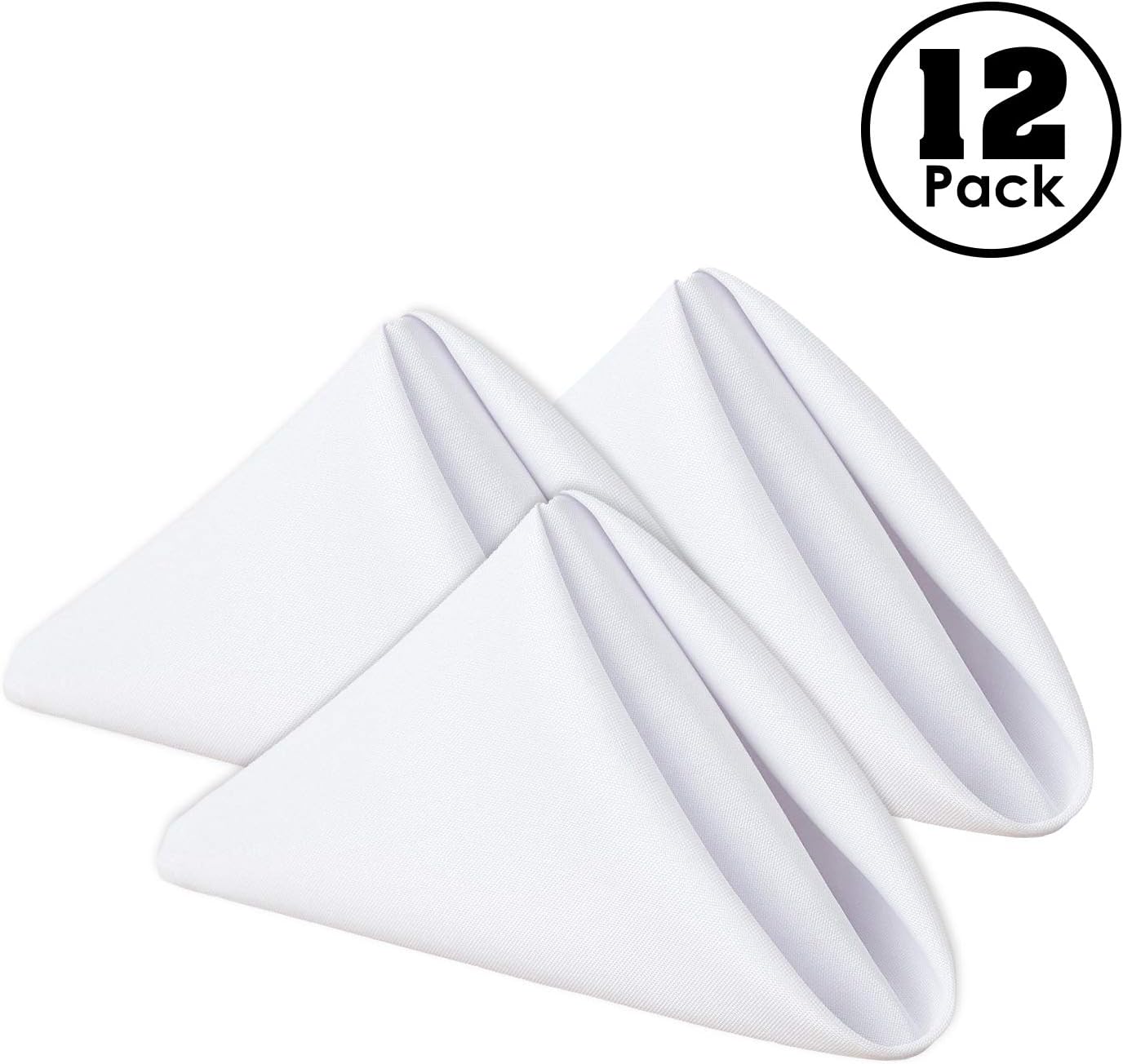 Gee Di Moda Cloth Napkins - 17 x 17 Inch White Dinner Napkins - Set of 12 Soft & Absorbent Washable Fabric Cloth Table Napkins with Hemmed Edges for Hotel Restaurant, Holiday Parties & Wedding