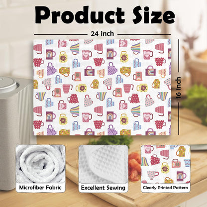 Trendy Teacups Kitchen Dish Towels, Coffee Cups Teapots Kitchen Decor, Aesthetic Garden Tea Lover Gifts for Women Men, Tea Time Hand Towels Kitchen Bathroom Tea Towels Decorations, 16x24inch