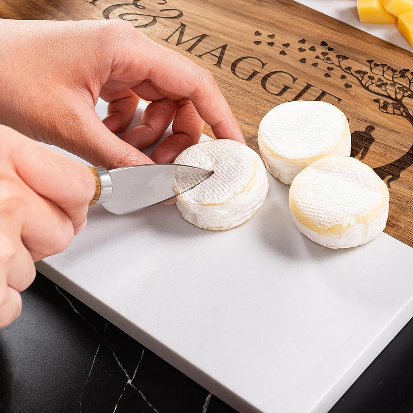 Personalized Charcuterie Board, Custom Marble Cheese Boards for Bridal Shower Gifts, House Warming Gifts New Home, Wedding Gifts for Couples (Style 4)