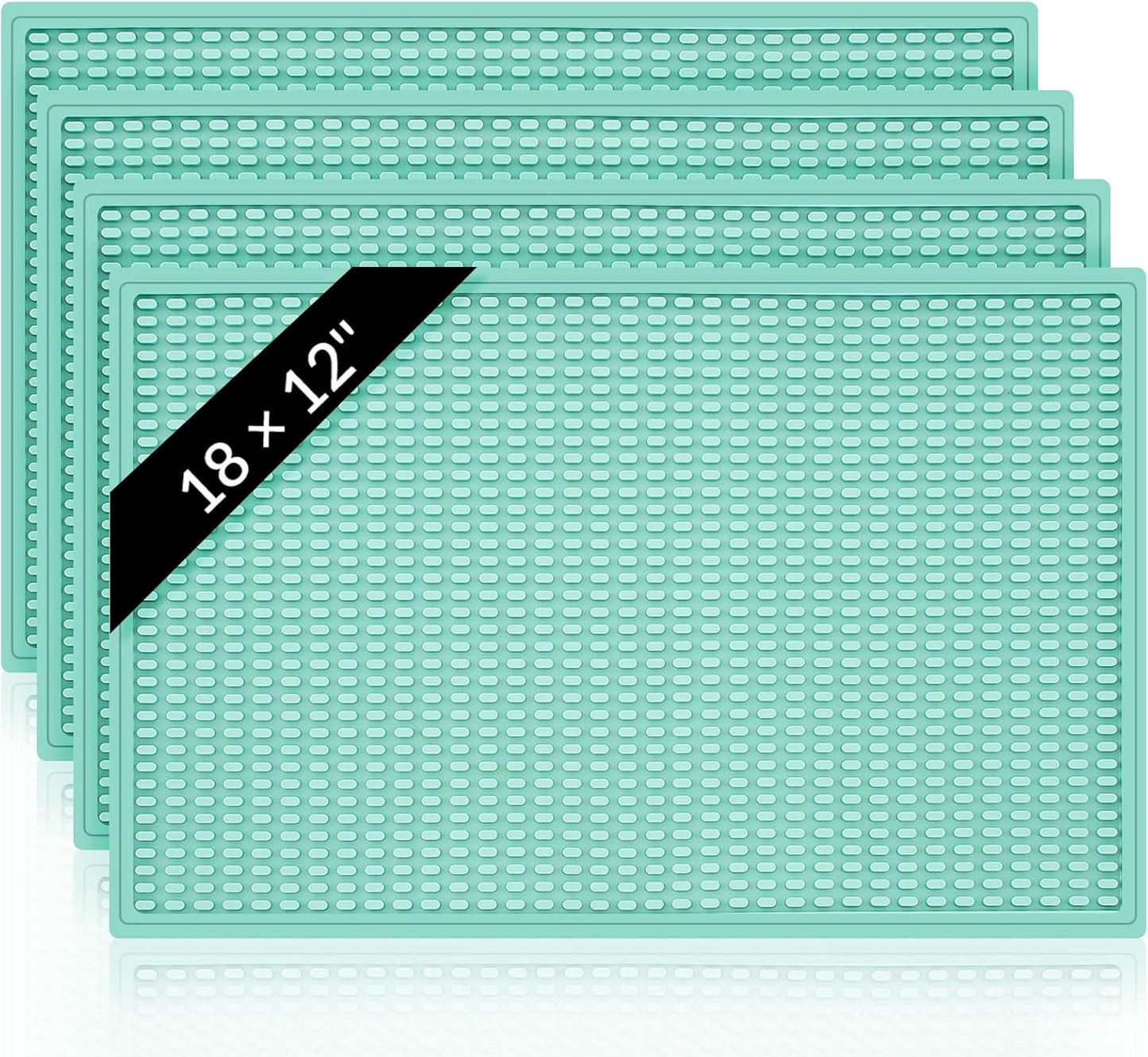 Tioncy 4 Pcs Bar Mat for Countertop 18x12 Inch Christmas Green Non Slip Rubber Mat for Sink, Essential Supplies Bartending Accessories for Christmas Home Kitchen, Restaurants, Coffee Bar Decoration