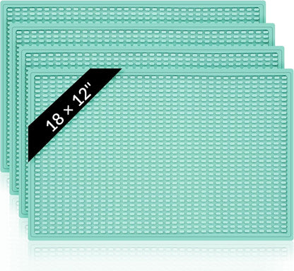 Tioncy 4 Pcs Bar Mat for Countertop 18x12 Inch Christmas Green Non Slip Rubber Mat for Sink, Essential Supplies Bartending Accessories for Christmas Home Kitchen, Restaurants, Coffee Bar Decoration