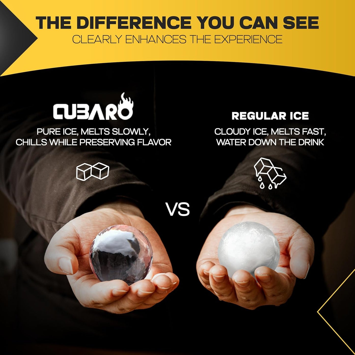 Clear Ice Ball Maker for Whiskey & Cocktails – 8 Large 2" Crystal Ice Spheres – Premium Hard Shell Directional Freezing Mold + Freezer Bag – Slow‑Melt Ice Balls by CUBARO