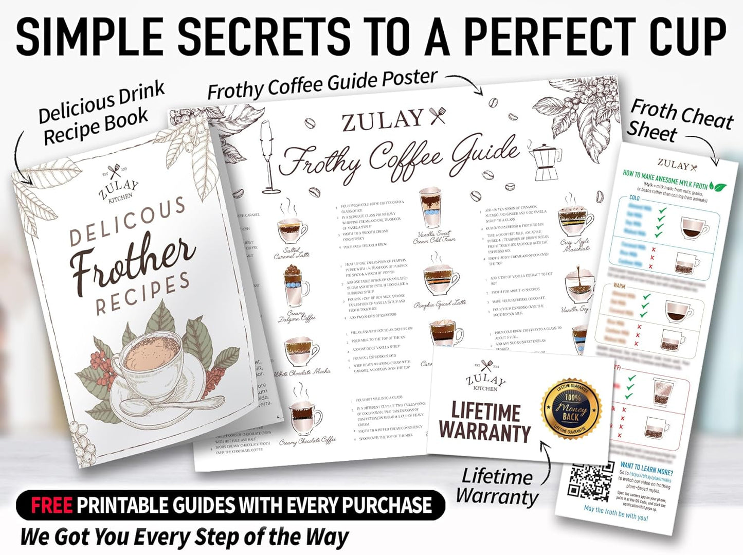 Zulay Kitchen Milk Frother Handheld Electric Whisk with AA Duracell Batteries – Durable Drink Mixer for Coffee, Lattes, Cappuccinos & More - Metallic Blue